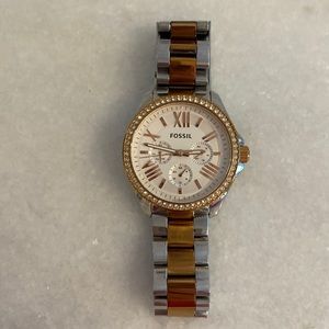 Fossil Women’s Stainless Steel & Rose Gold Tone “Cecile” Chronograph Movement.